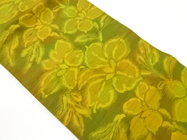 JAPANESE NAGOYA OBI / TSUMUGI / WOVEN FLOWERS